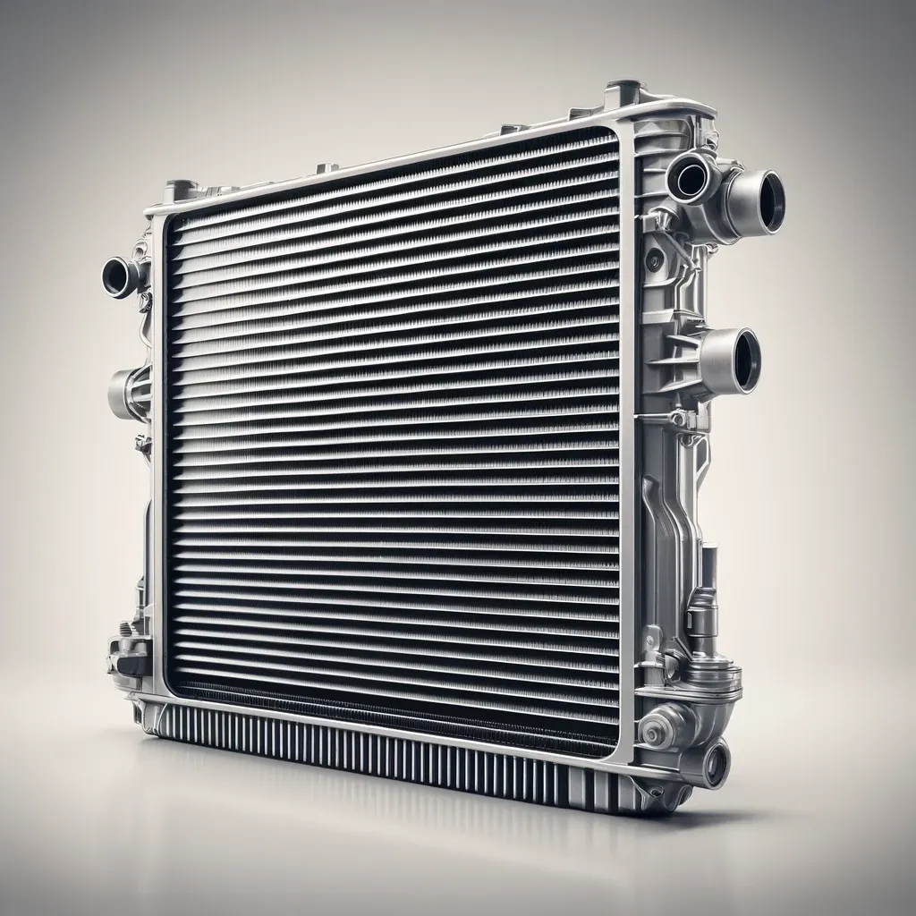 Radiador (radiator), que evita o superaquecimento do motor circulando o líquido de arrefecimento.