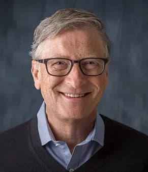 Retrato de Bill Gates, fundador da Microsoft, citado na leitura em inglês sobre tecnologia