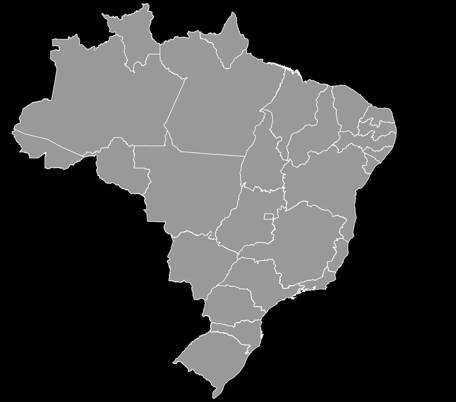 mapa do brasil com divisórias sem estados ou capitais ou nada escrito