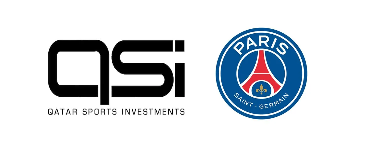 Logos da Qatar Sports Investments e do Paris Saint-Germain lado a lado