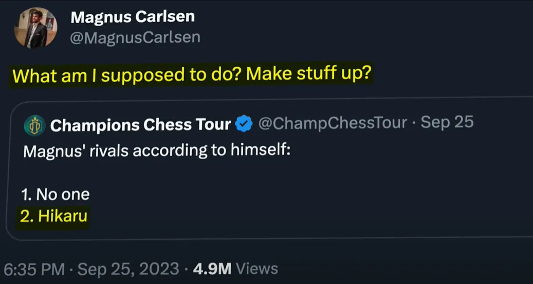 Magnus Carlsen concentrado durante uma partida de xadrez