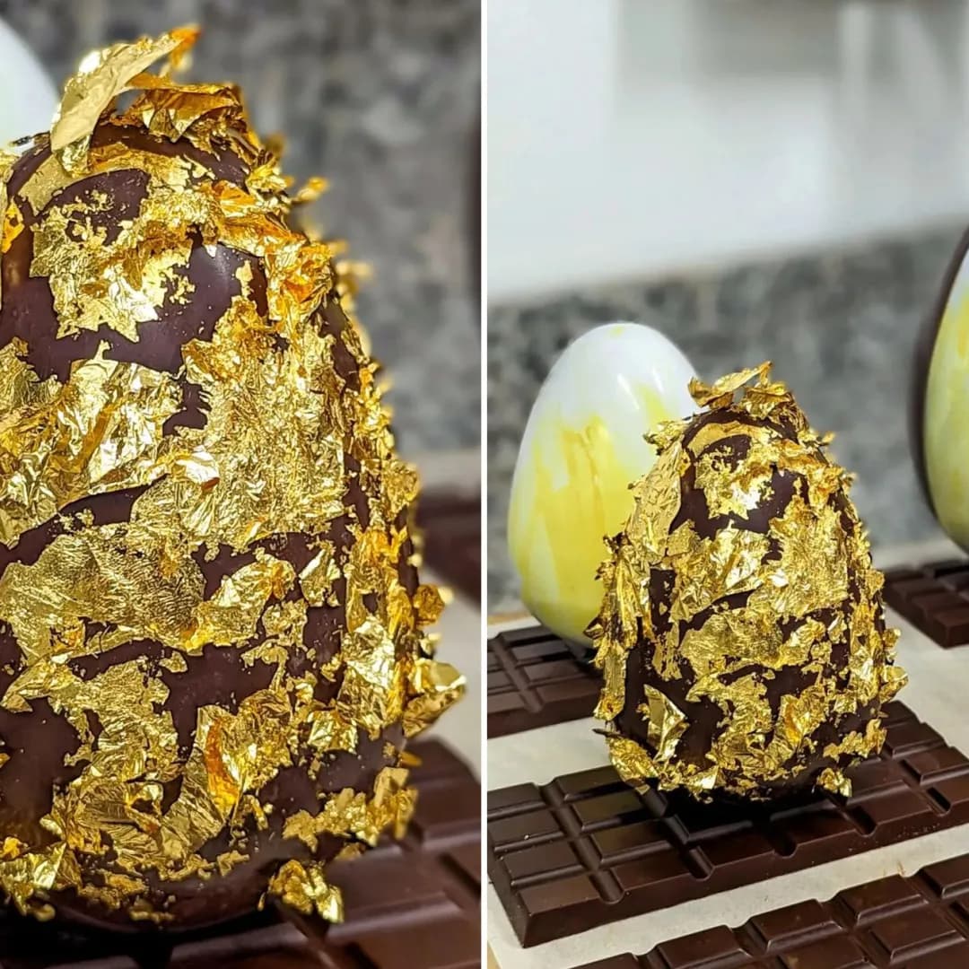 Ovo de chocolate de luxo decorado, representando o ovo de Páscoa mais caro vendido em leilão