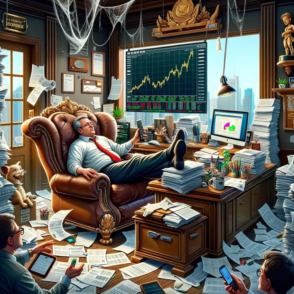 Ilustração de um CEO estratégico que prioriza o maior problema da empresa em aula de inglês de negócios