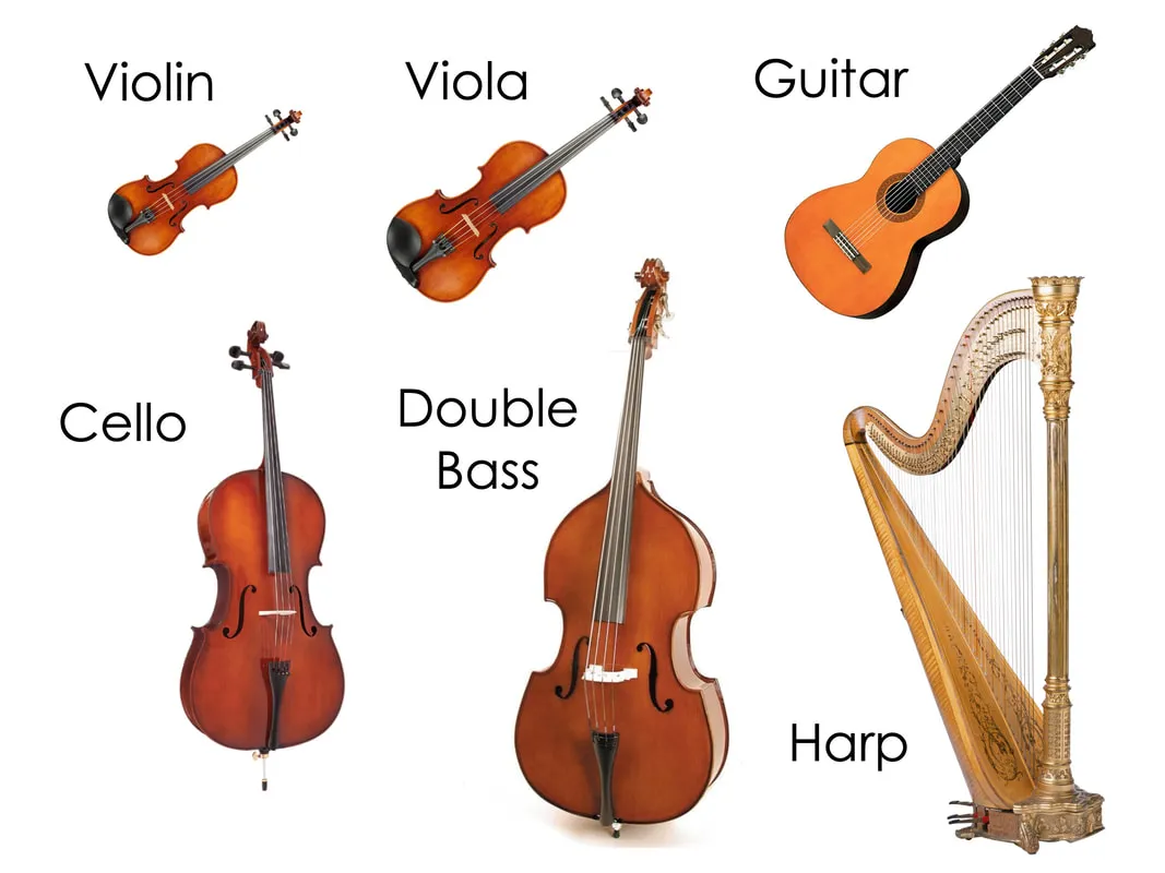 Instrumentos de sopro, como flauta e trompete, usados para ensinar vocabulário de música em inglês