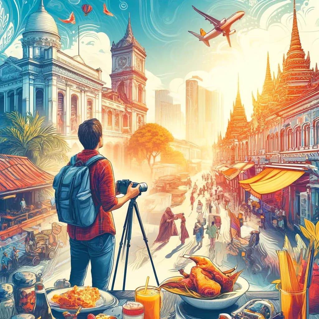 Turista explorando ruas e museus durante uma viagem a uma cidade próxima