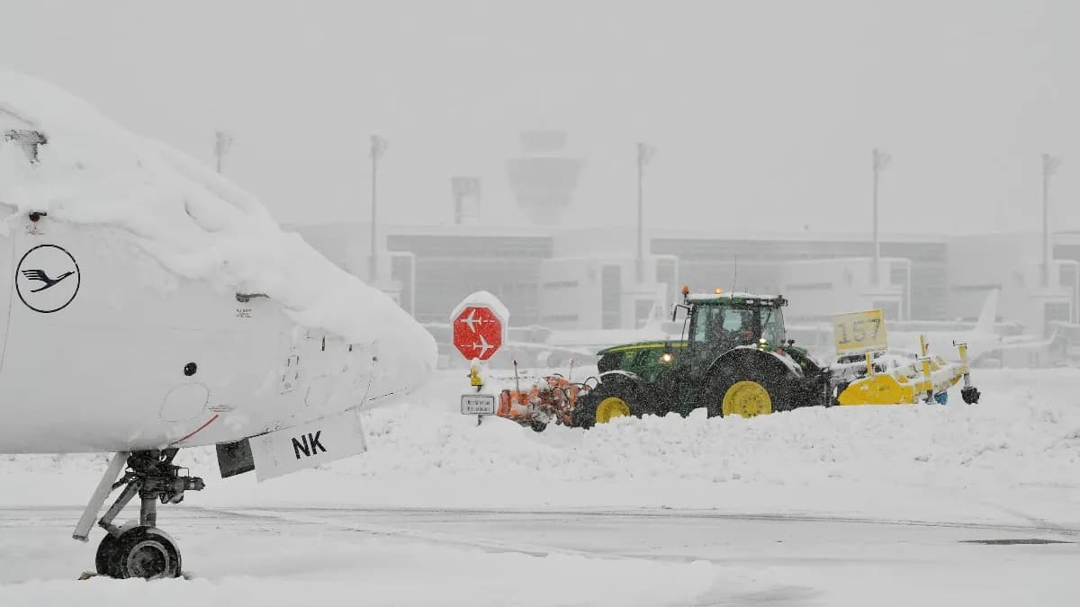 Aeroporto Internacional de Munique, na Alemanha, durante o inverno