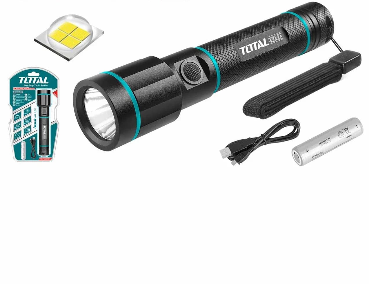Lanterna com pilhas, fonte de luz para baixa visibilidade