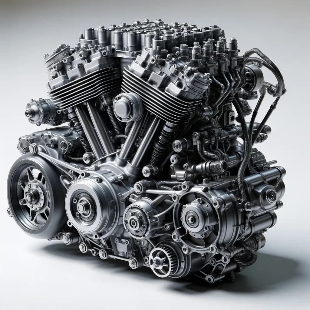 Motor de uma motocicleta, o coração da moto, com a palavra engine em inglês