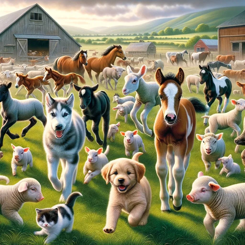 Filhotes de animais reunidos, ilustrando a estação de recomeços na natureza