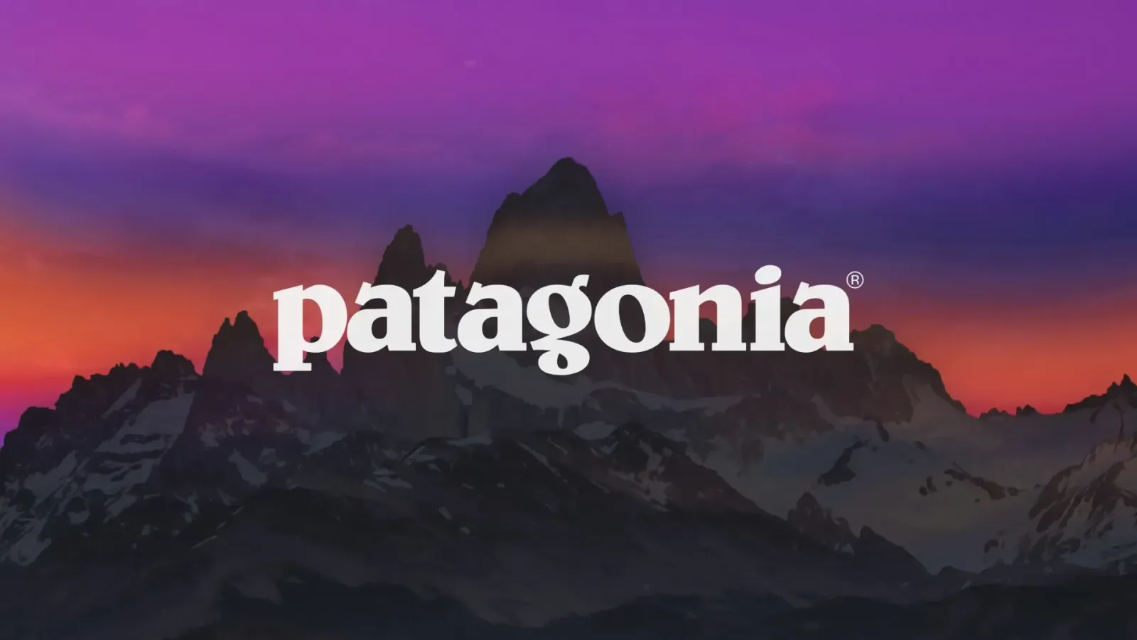 Paisagem de montanha associada à marca e cultura da Patagonia