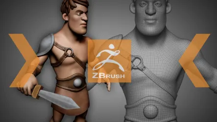 Modelo de escultura digital altamente detalhado sendo trabalhado no ZBrush, destacando a precisão e o nível avançado de modelagem oferecido pelo software