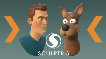 Imagem representando um modelo 3D esculpido digitalmente no Sculptris, mostrando detalhes de texturas e formas criadas no software