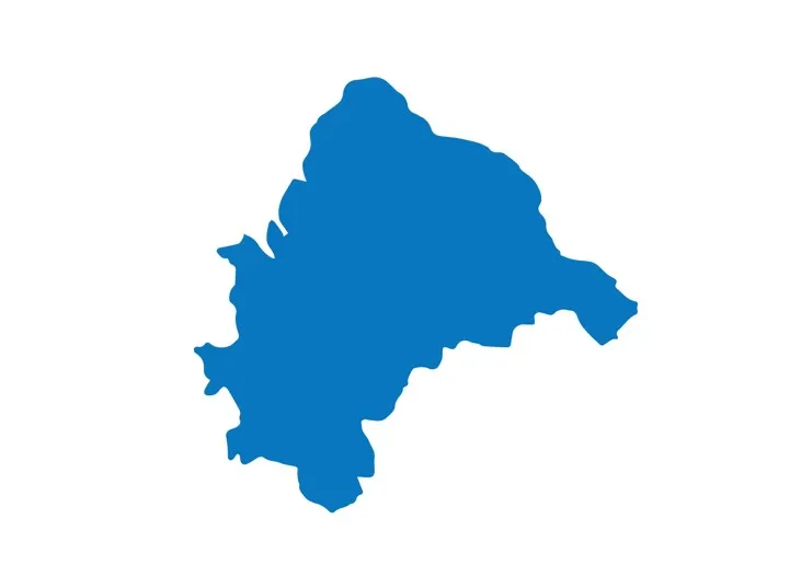 Mapa colorido de um país para identificação, parte do quiz de geografia em inglês