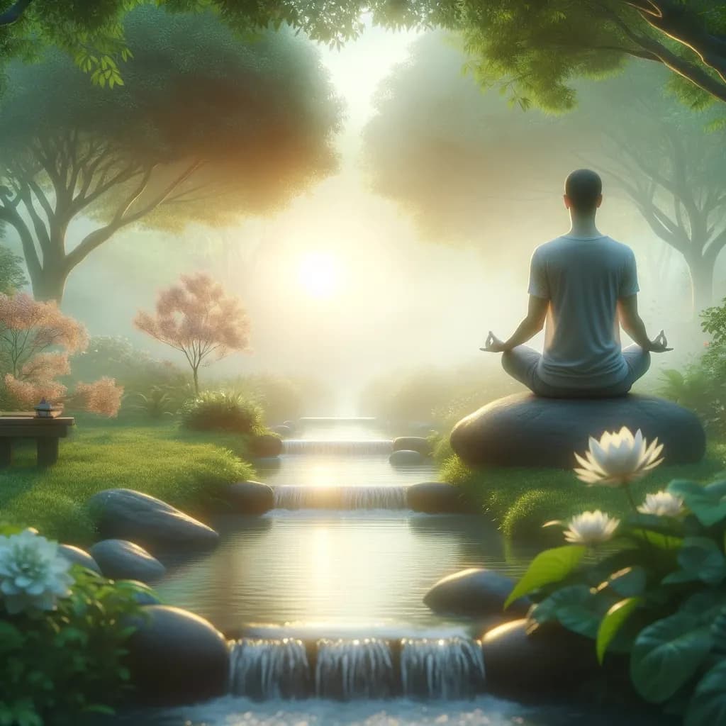 Pessoa meditando em ambiente tranquilo, buscando paz e clareza no dia a dia.