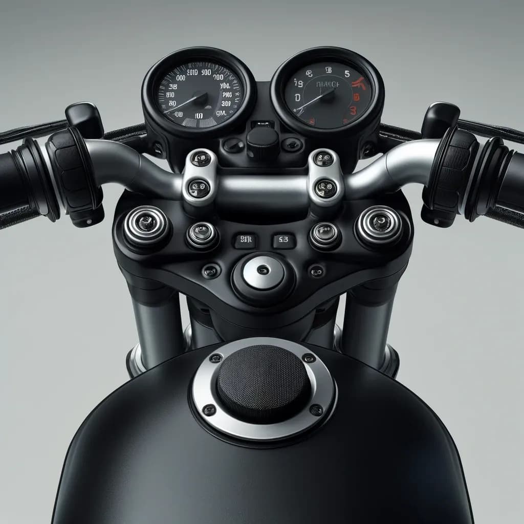 Guidão de uma motocicleta usado para dirigir, ilustrando a palavra handlebars em inglês
