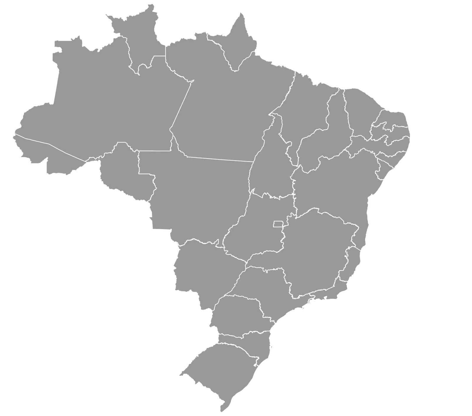mapa do brasil com divisórias sem estados ou capitais ou nada escrito