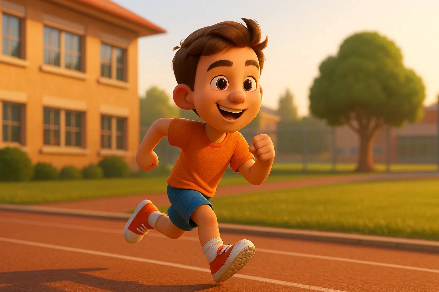 Colega rápido (fast) que corre depressa, ilustrando o adjetivo em inglês