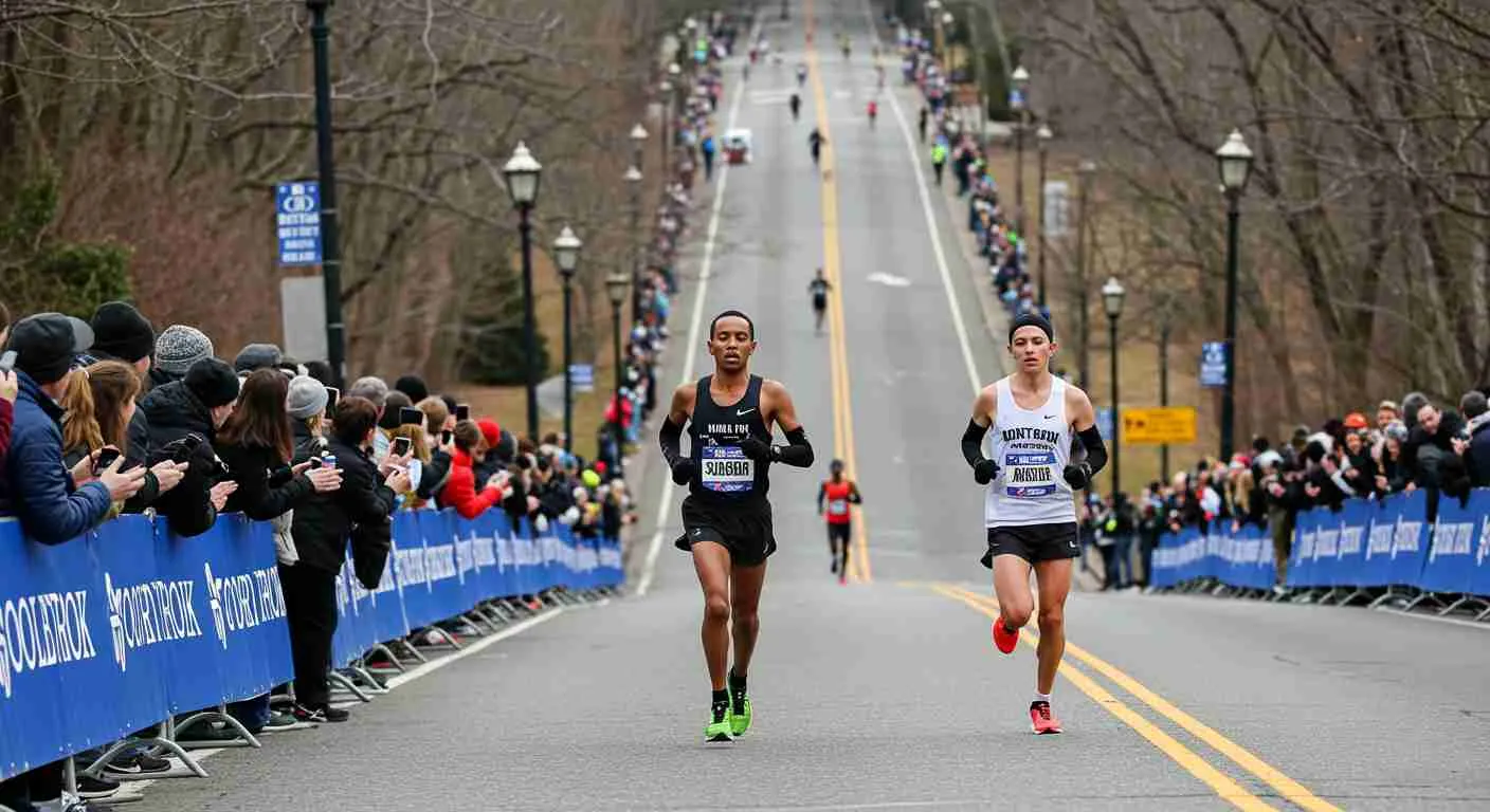 Corredores na maratona de Boston, uma das sete grandes maratonas do mundo