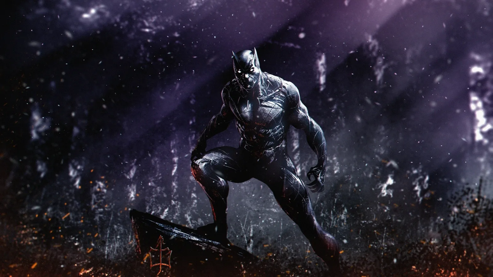 Pantera Negra, ilustrando as palavras black e panther em inglês