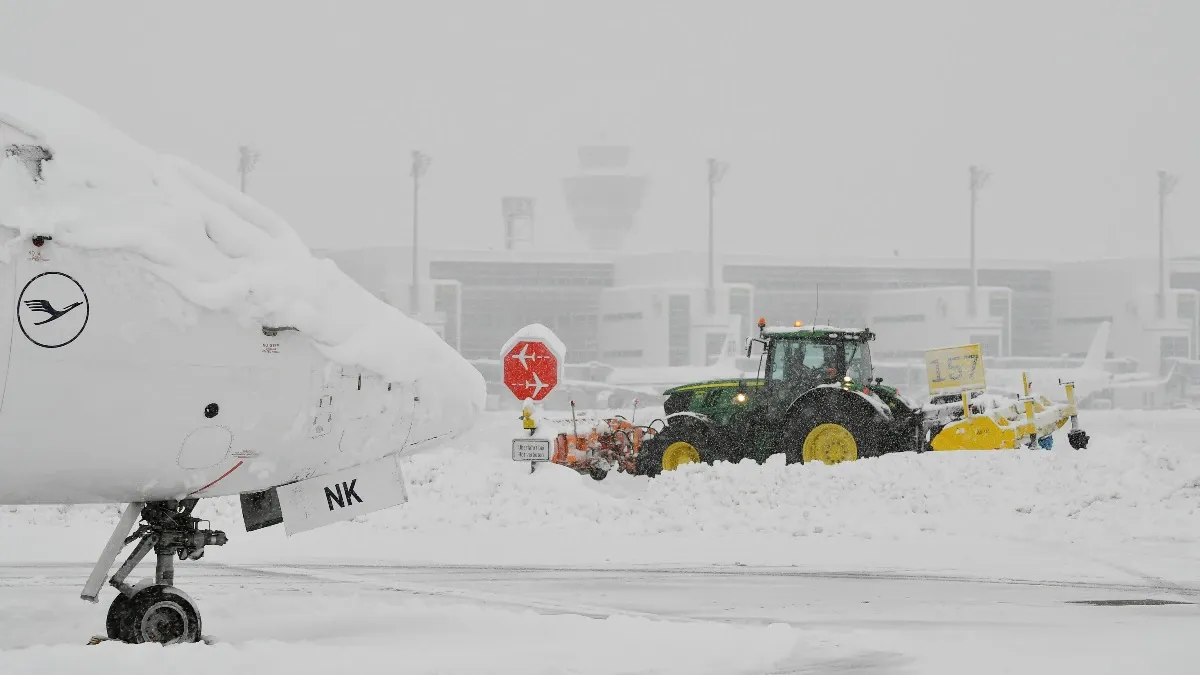 Aeroporto Internacional de Munique, na Alemanha, durante o inverno