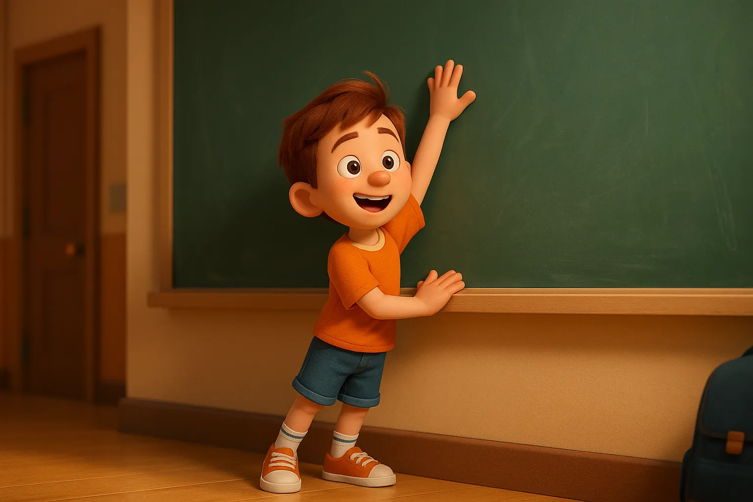 Colega baixo (short) ilustrando o adjetivo no exemplo em inglês