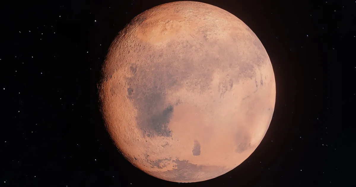 O planeta Marte no espaço, para o diálogo em inglês com Is there e Are there